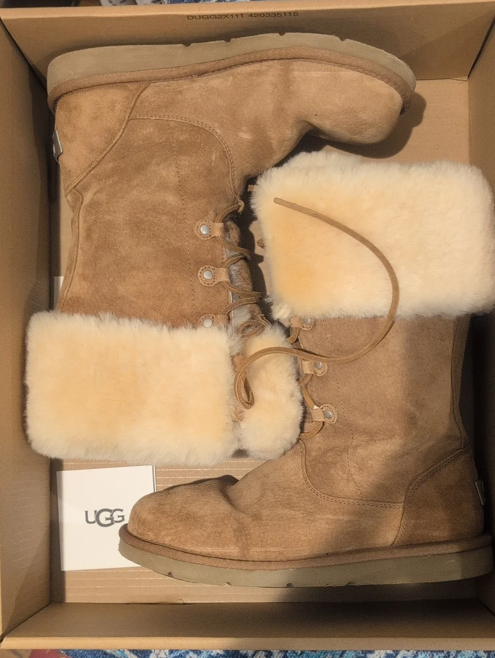 UGG Women's Montclair Chestnut Suede Shearling Lace-Up Boot